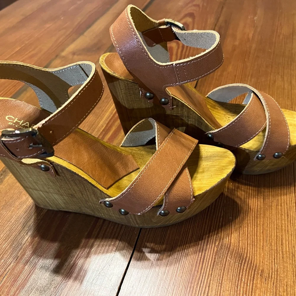Charles‎ by Charles David Wooden Platform Sandals Made in Italy